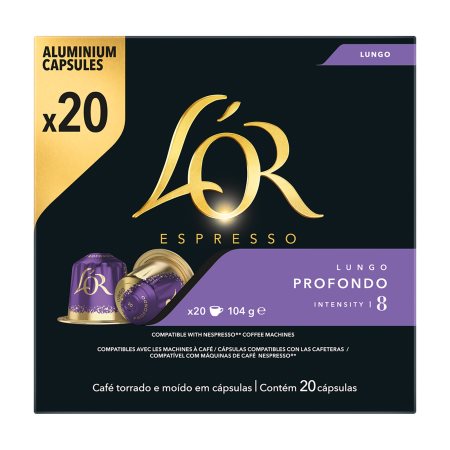 L'OR Profondo Καφές Espresso Lungo 20 κάψουλες συμβατές με μηχανή Nespresso 104g