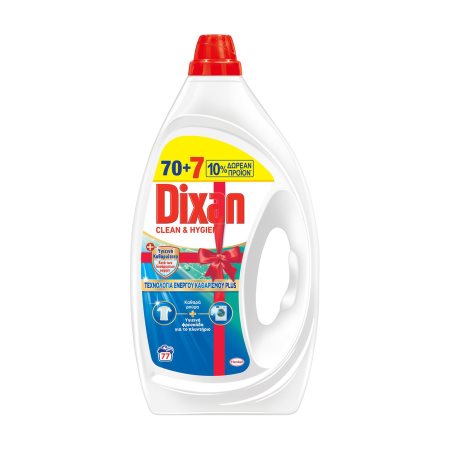 DIXAN Clean & Hygiene Απορρυπαντικό Πλυντηρίου Ρούχων Τζελ 70 πλύσεις 3,5lt +7 πλύσεις Δώρο 