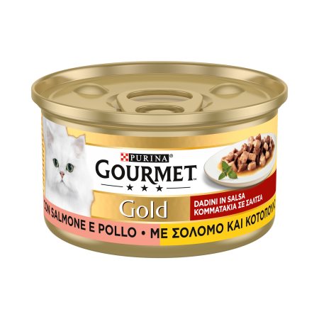 GOURMET Gold Υγρή Τροφή Γάτας Κομματάκια σε Σάλτσα με Σολομό & Κοτοπουλο 85g