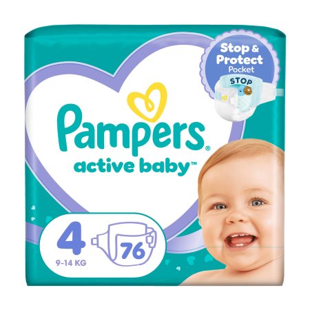 PAMPERS Active Baby Πάνες Νο4 9-14kg 76τεμ