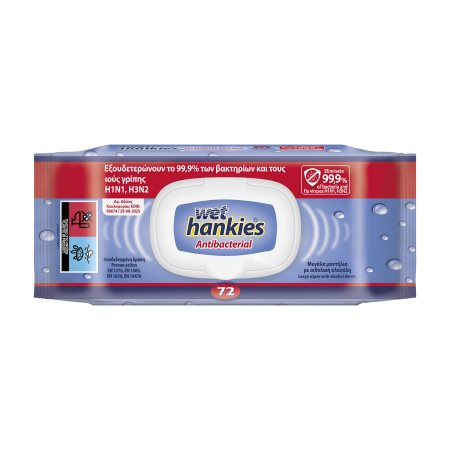 WET HANKIES Υγρομάντιλα Αντιβακτηριδιακά 72τεμ