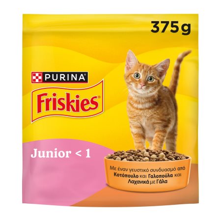 FRISKIES Junior Ξηρά Τροφή για Γατάκια με Κοτόπουλο Γαλοπούλα Λαχανικά & Γάλα 375g