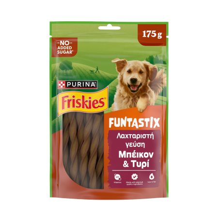 FRISKIES Funtastix Σνακ Σκύλου με γεύση Μπέικον & Τυρί 5τεμ 175g 