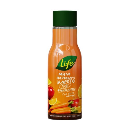 LIFE Φυσικός Χυμός Μήλο Πορτοκάλι Καρότο 400ml