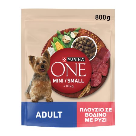 PURINA One Adult Ξηρά Τροφή Σκύλου Μικρού Μεγέθους με Βοδινό & Ρύζι 800g