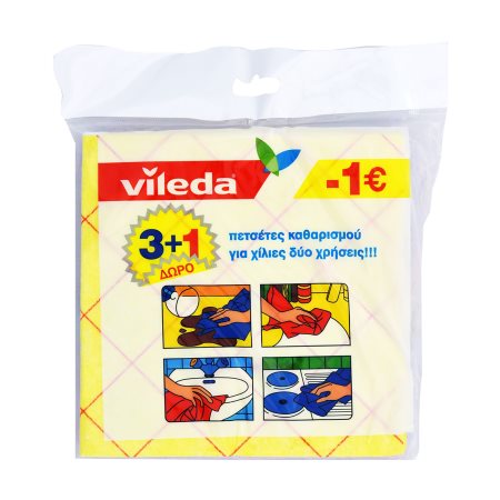 VILEDA Πετσέτες Καθαρισμού 3τεμ +1 Δώρο