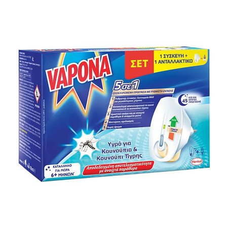 VAPONA Εντομοαπωθητικό Υγρό Αυξανόμενης Έντασης  για 45 Νύχτες Σετ