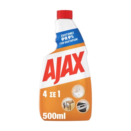 AJAX 4σε1 Απολυμαντικό & Καθαριστικό Σπρέι για Όλες τις Επιφάνειες Ανταλλακτικό 500ml