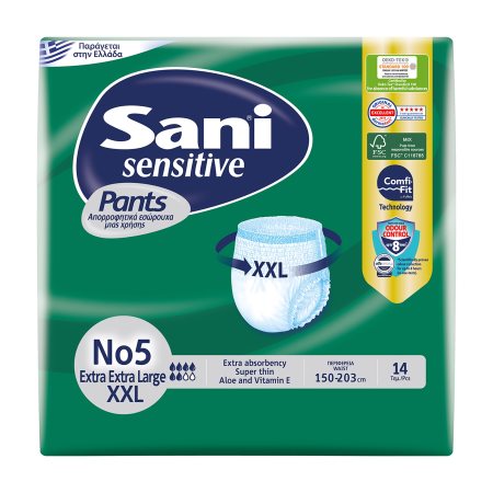 SANI Sensitive Pants Εσώρουχα Ακράτειας Νο5 XX Large 14τεμ