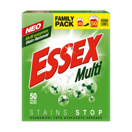 ESSEX Multi Απορρυπαντικό Πλυντηρίου Ρούχων Σκόνη 50 πλύσεις