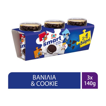 ΔΕΛΤΑ Smart Επιδόρπιο Γιαουρτιού Βανίλια & Cookies 2x140g +1 Δώρο