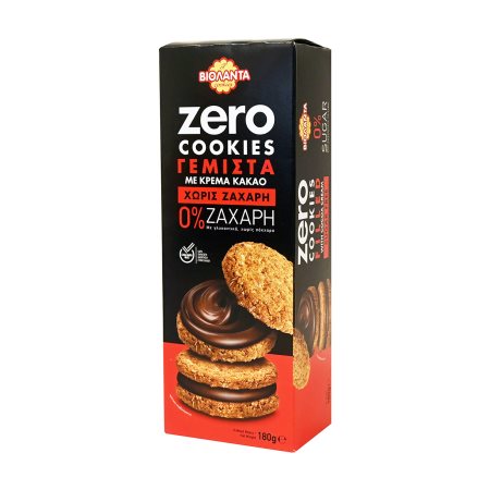 ΒΙΟΛΑΝΤΑ Zero Cookies Μπισκότα Γεμιστά με Κρέμα Κακάο Χωρίς Ζάχαρη 180g