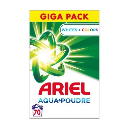 ARIEL Aqua Poudre Απορρυπαντικό Πλυντηρίου Ρούχων Σκόνη για Λευκά & Χρωματιστά 70 πλύσεις