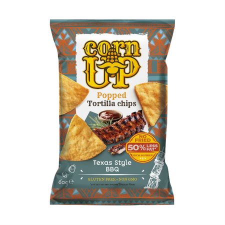 CORN UP Popped Tortilla Chips Texas Style Bbq Χωρίς γλουτένη 60g