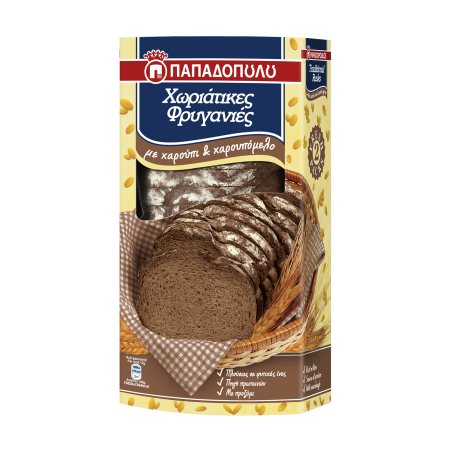 ΠΑΠΑΔΟΠΟΥΛΟΥ Χωριάτικες Φρυγανιές με Χαρούπι & Χαρουπόμελο Vegan 240g