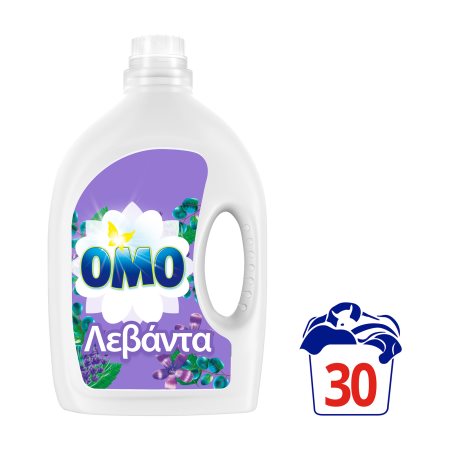 OMO Απορρυπαντικό Πλυντηρίου Ρούχων Υγρό Λεβάντα & Γιασεμί 30πλύσεις
