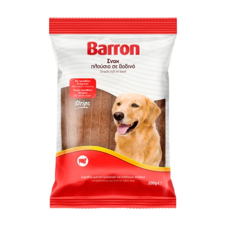 BARRON Σνακ Σκύλου Strips με Βοδινό 200g