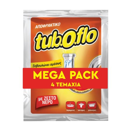 TUBOFLO Αποφρακτικό Σκόνη Ζεστό Νερό 4x60g