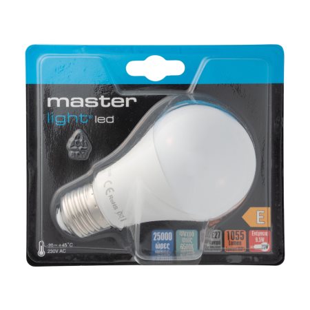 MASTER LIGHT Λαμπτήρας Led Ψυχρό Φως 9,5W E27