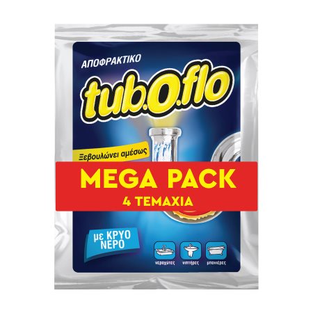 TUBOFLO Αποφρακτικό Σκόνη Κρύο Νερό 4x55g