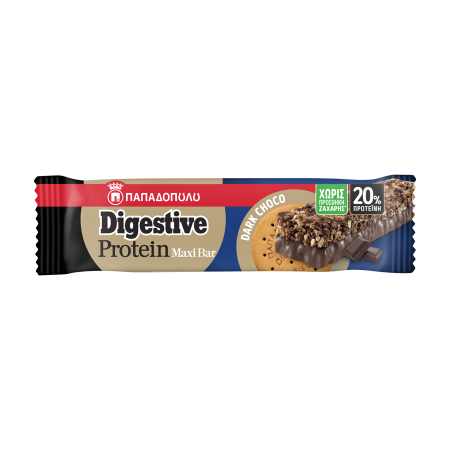 ΠΑΠΑΔΟΠΟΥΛΟΥ Digestive Protein Maxi Bar Δημητριακών με Σκούρα Σοκολάτα Χωρίς προσθήκη ζάχαρης 50g
