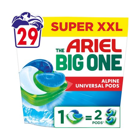 ARIEL Pods Big One Απορρυπαντικό Πλυντηρίου Ρούχων Alpine 29 κάψουλες