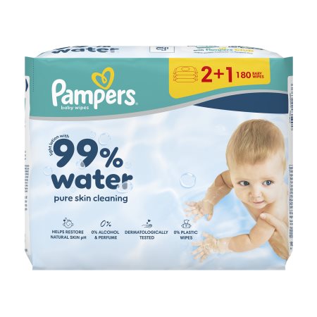 PAMPERS 99% Water Μωρομάντιλα 2x60τεμ +1 Δώρο
