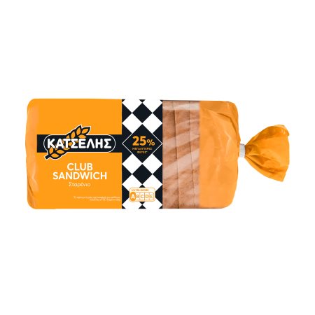 ΚΑΤΣΕΛΗΣ Ψωμί για Τοστ Σταρένιο για Κλάμπ Σάντουιτς 500g