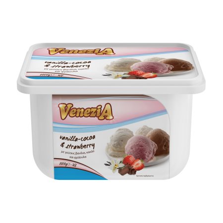 VENEZIA Παγωτό με γεύσεις Βανίλια Κακάο & Φράουλα 1500g (3lt)