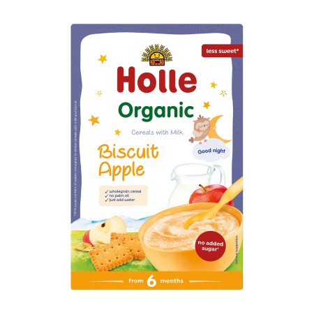 HOLLE Κρέμα Δημητριακών με Γάλα Μπισκότο & Μήλο 6+ μηνών Βιολογική Χωρίς προσθήκη ζάχαρης 250g