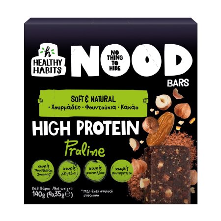 HEALTHY HABITS Nood Bars High Protein Μπάρες Praline Χωρίς γλουτένη Χωρίς προσθήκη ζάχαρης 4x35g
