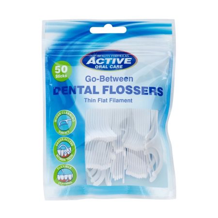 BEAUTY FORMULAS Active Oral Care Οδοντικό Νήμα με Λαβή Dental Flossers 50τεμ