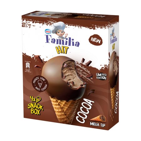 NESTLE Familia Hit Παγωτό Χωνάκι Cocoa 4τεμ 232g