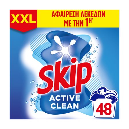 SKIP Απορρυπαντικό Πλυντηρίου Ρούχων Σκόνη Active Clean 48 πλύσεις