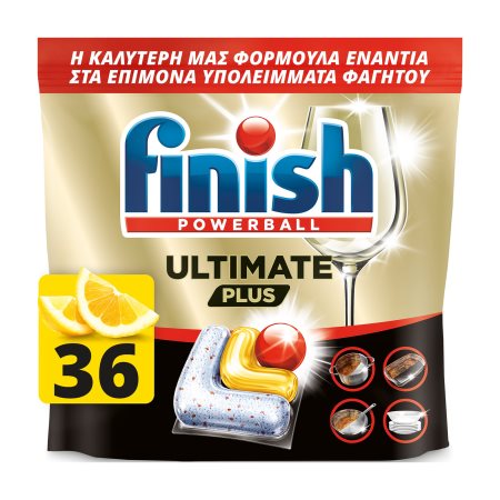 FINISH Powerball Ultimate Plus Απορρυπαντικό Πλυντηρίου Πιάτων Ταμπλέτες Λεμόνι 36τεμ