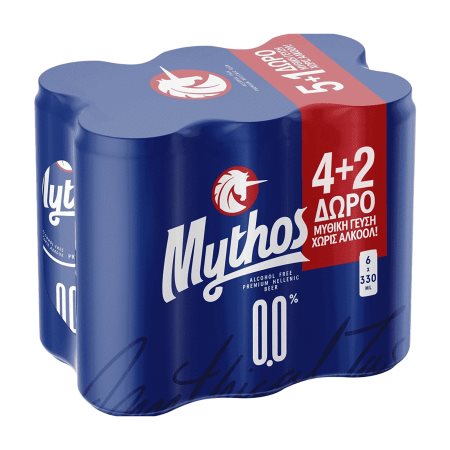 MYTHOS 0.0% Μπίρα Χωρίς Αλκοόλ 4x330ml +2 Δώρο