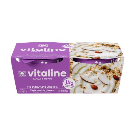 ΔΕΛΤΑ Vitaline Επιδόρπιο Γιαουρτιού με Καρύδα & Μούσλι Χωρίς προσθήκη ζάχαρης 2x170g