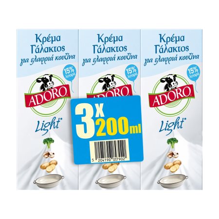 ADORO Κρέμα Γάλακτος Light 15% 3x200ml