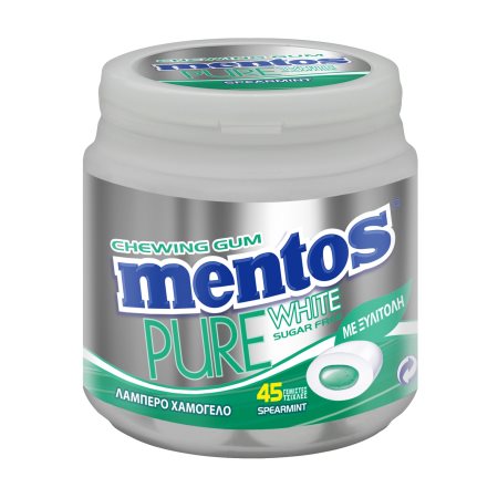 MENTOS Pure White Τσίχλες Δυόσμος Χωρίς ζάχαρη 45τεμ 90g